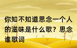 你知不知道思念一個人的滋味是什么歌？思念誰歌詞