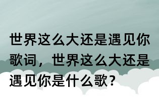 世界這么大還是遇見你歌詞,世界這么大還是遇見你是什么歌?