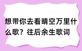 想帶你去看晴空萬里什么歌?往后余生歌詞