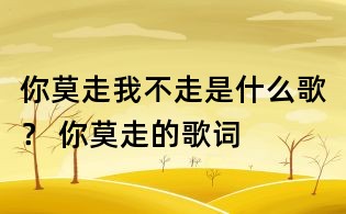 你莫走我不走是什么歌? 你莫走的歌詞
