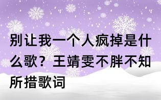 別讓我一個(gè)人瘋掉是什么歌?王靖雯不胖不知所措歌詞