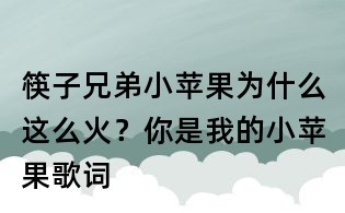 筷子兄弟小蘋果為什么這么火？你是我的小蘋果歌詞