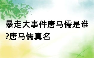 暴走大事件唐馬儒是誰(shuí)?唐馬儒真名