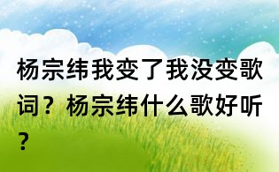 楊宗緯我變了我沒變歌詞？楊宗緯什么歌好聽？