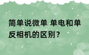 簡(jiǎn)單說(shuō)微單 單電和單反相機(jī)的區(qū)別？