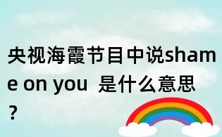 央視海霞節目中說shame on you 是什么意思?