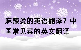 麻辣燙的英語翻譯？中國常見菜的英文翻譯