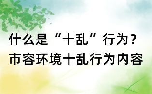 什么是“十亂”行為？市容環境十亂行為內容