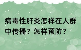 病毒性肝炎怎樣在人群中傳播？怎樣預(yù)防？