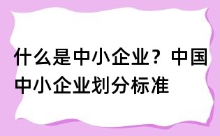 什么是中小企業(yè)？中國中小企業(yè)劃分標準