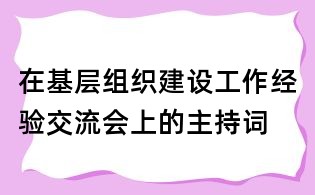 在基層組織建設(shè)工作經(jīng)驗交流會上的主持詞