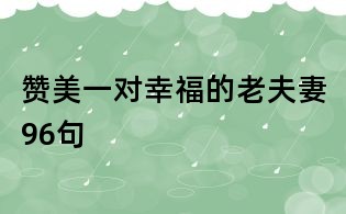贊美一對(duì)幸福的老夫妻96句