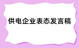 供電企業表態發言稿