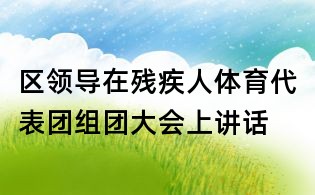 區領導在殘疾人體育代表團組團大會上講話