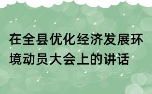 在全縣優化經濟發展環境動員大會上的講話