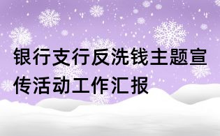 銀行支行反洗錢(qián)主題宣傳活動(dòng)工作匯報(bào)