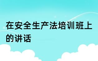 在安全生產法培訓班上的講話