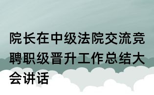 院長在中級法院交流競聘職級晉升工作總結(jié)大會講話