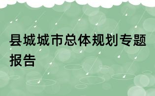 縣城城市總體規(guī)劃專題報(bào)告