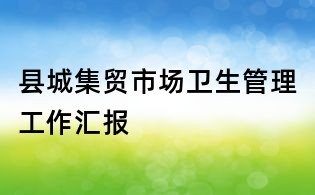 縣城集貿(mào)市場衛(wèi)生管理工作匯報