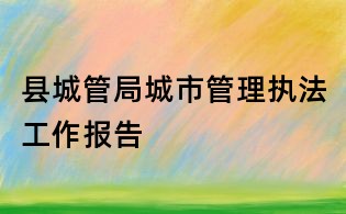 縣城管局城市管理執(zhí)法工作報告