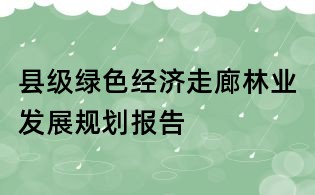 縣級(jí)綠色經(jīng)濟(jì)走廊林業(yè)發(fā)展規(guī)劃報(bào)告