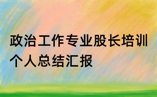 政治工作專業股長培訓個人總結匯報