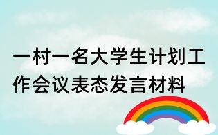 一村一名大學(xué)生計劃工作會議表態(tài)發(fā)言材料