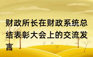 財政所長在財政系統(tǒng)總結(jié)表彰大會上的交流發(fā)言