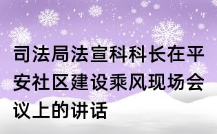 司法局法宣科科長在平安社區建設乘風現場會議上的講話