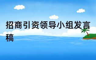 招商引資領(lǐng)導(dǎo)小組發(fā)言稿
