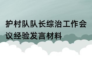 護村隊隊長綜治工作會議經驗發言材料