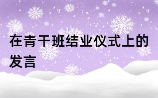 在青干班結業(yè)儀式上的發(fā)言