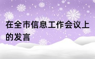 在全市信息工作會議上的發言