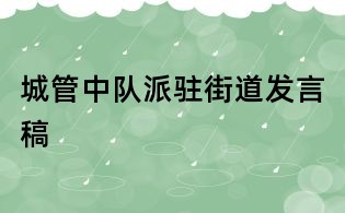 城管中隊派駐街道發言稿