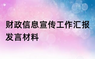 財政信息宣傳工作匯報發言材料