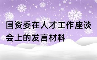 國資委在人才工作座談會上的發言材料