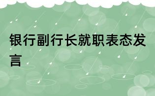 銀行副行長就職表態(tài)發(fā)言