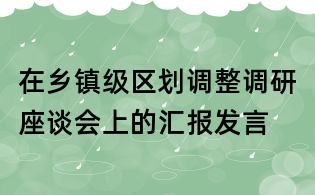 在鄉(xiāng)鎮(zhèn)級區(qū)劃調(diào)整調(diào)研座談會上的匯報發(fā)言