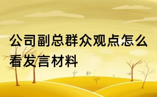 公司副總群眾觀點怎么看發言材料