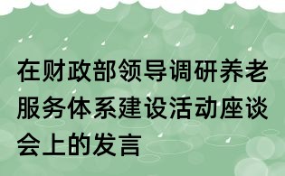 在財政部領導調研養老服務體系建設活動座談會上的發言
