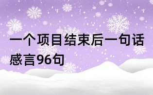 一個項目結束后一句話感言96句