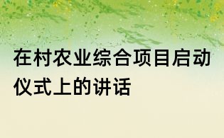 在村農(nóng)業(yè)綜合項(xiàng)目啟動(dòng)儀式上的講話