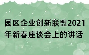 園區(qū)企業(yè)創(chuàng)新聯(lián)盟2021年新春座談會上的講話