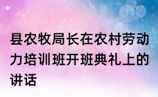 縣農(nóng)牧局長在農(nóng)村勞動力培訓(xùn)班開班典禮上的講話