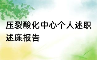 壓裂酸化中心個(gè)人述職述廉報(bào)告