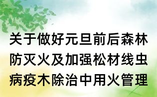 關(guān)于做好元旦前后森林防滅火及加強(qiáng)松材線蟲病疫木除治中用火管理