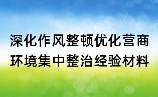 深化作風(fēng)整頓優(yōu)化營商環(huán)境集中整治經(jīng)驗(yàn)材料