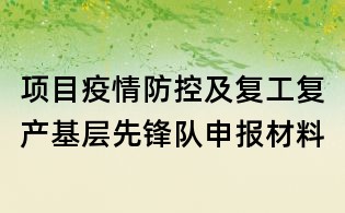 項(xiàng)目疫情防控及復(fù)工復(fù)產(chǎn)基層先鋒隊(duì)申報(bào)材料