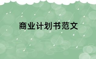 商業(yè)計劃書范文